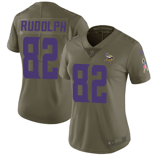 Nike Vikings #82 Kyle Rudolph Olive Women's Stitched NFL Limited Salute to Service Jersey